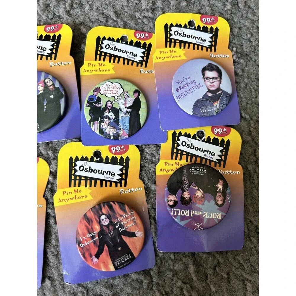 Vintage Y2K Ozzy Osbourne Prince of Darkness Family Pin Set Of 7